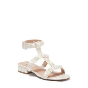 Steven by Steve Madden Hanan Bone Croc Faux Leather Studded Ankle Sandals Size 8
